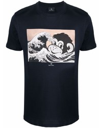 T-shirt à col rond imprimé bleu marine PS Paul Smith