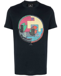 T-shirt à col rond imprimé bleu marine PS Paul Smith