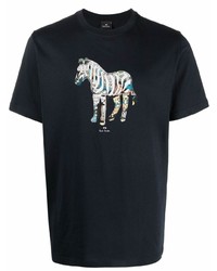 T-shirt à col rond imprimé bleu marine PS Paul Smith