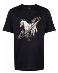 T-shirt à col rond imprimé bleu marine PS Paul Smith