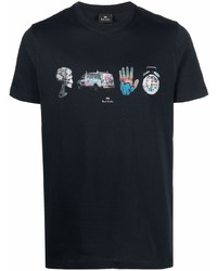 T-shirt à col rond imprimé bleu marine PS Paul Smith