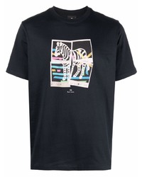 T-shirt à col rond imprimé bleu marine PS Paul Smith