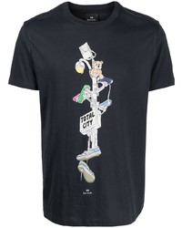 T-shirt à col rond imprimé bleu marine PS Paul Smith