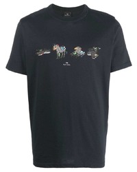 T-shirt à col rond imprimé bleu marine PS Paul Smith