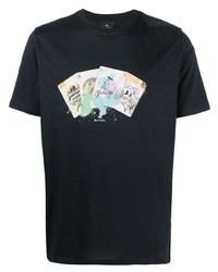 T-shirt à col rond imprimé bleu marine PS Paul Smith