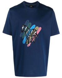 T-shirt à col rond imprimé bleu marine PS Paul Smith