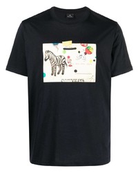 T-shirt à col rond imprimé bleu marine PS Paul Smith