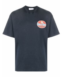 T-shirt à col rond imprimé bleu marine Rhude