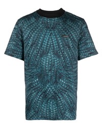 T-shirt à col rond imprimé bleu marine Roberto Cavalli