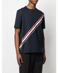 T-shirt à col rond imprimé bleu marine Thom Browne