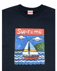 T-shirt à col rond imprimé bleu marine Supreme