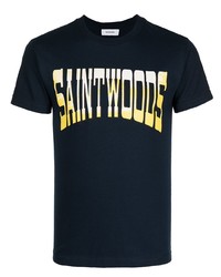 T-shirt à col rond imprimé bleu marine Saintwoods