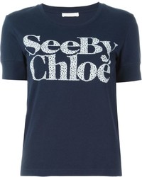 T-shirt à col rond imprimé bleu marine See by Chloe