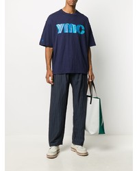 T-shirt à col rond imprimé bleu marine YMC