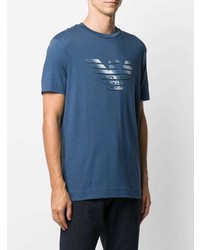 T-shirt à col rond imprimé bleu marine Emporio Armani