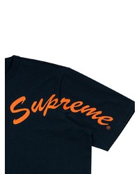 T-shirt à col rond imprimé bleu marine Supreme