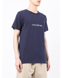 T-shirt à col rond imprimé bleu marine Stussy