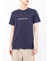 T-shirt à col rond imprimé bleu marine Stussy