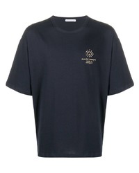 T-shirt à col rond imprimé bleu marine Societe Anonyme