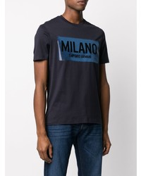 T-shirt à col rond imprimé bleu marine Emporio Armani