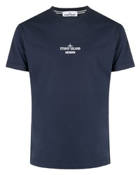 T-shirt à col rond imprimé bleu marine Stone Island