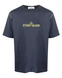 T-shirt à col rond imprimé bleu marine Stone Island