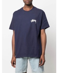 T-shirt à col rond imprimé bleu marine Stussy