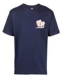 T-shirt à col rond imprimé bleu marine Stussy