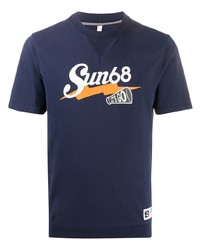 T-shirt à col rond imprimé bleu marine Sun 68