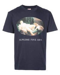 T-shirt à col rond imprimé bleu marine Supreme