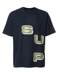 T-shirt à col rond imprimé bleu marine Supreme