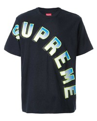 T-shirt à col rond imprimé bleu marine Supreme