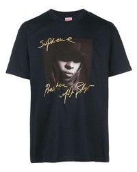 T-shirt à col rond imprimé bleu marine Supreme