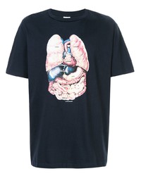 T-shirt à col rond imprimé bleu marine Supreme