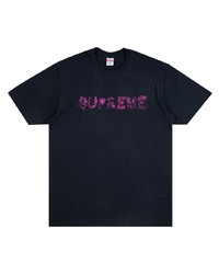 T-shirt à col rond imprimé bleu marine Supreme