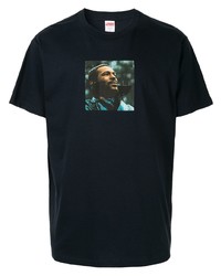 T-shirt à col rond imprimé bleu marine Supreme