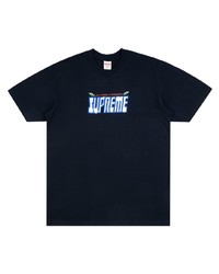 T-shirt à col rond imprimé bleu marine Supreme