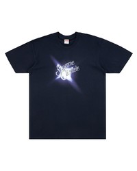 T-shirt à col rond imprimé bleu marine Supreme