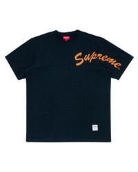 T-shirt à col rond imprimé bleu marine Supreme