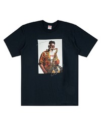 T-shirt à col rond imprimé bleu marine Supreme