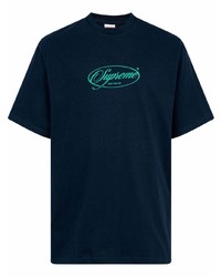 T-shirt à col rond imprimé bleu marine Supreme