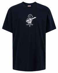 T-shirt à col rond imprimé bleu marine Supreme