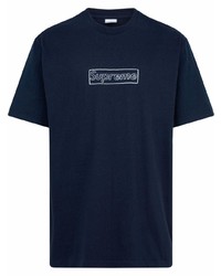 T-shirt à col rond imprimé bleu marine Supreme