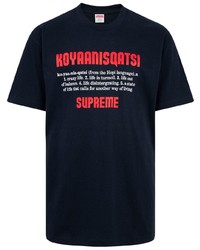 T-shirt à col rond imprimé bleu marine Supreme