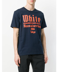 T-shirt à col rond imprimé bleu marine White Mountaineering