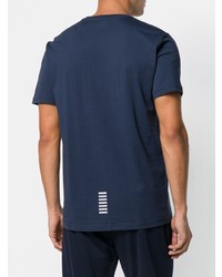 T-shirt à col rond imprimé bleu marine Ea7 Emporio Armani