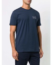 T-shirt à col rond imprimé bleu marine Ea7 Emporio Armani