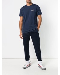 T-shirt à col rond imprimé bleu marine Ea7 Emporio Armani