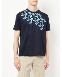 T-shirt à col rond imprimé bleu marine Cerruti 1881