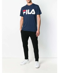 T-shirt à col rond imprimé bleu marine Fila